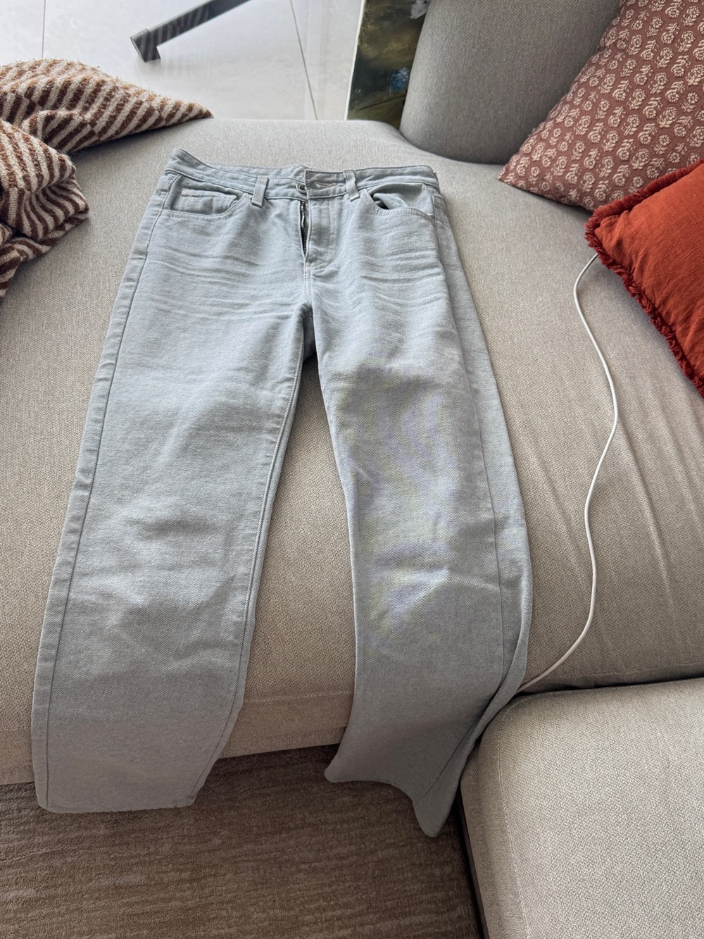 rag & bone Women's Light Gray Straight-Leg Jeans